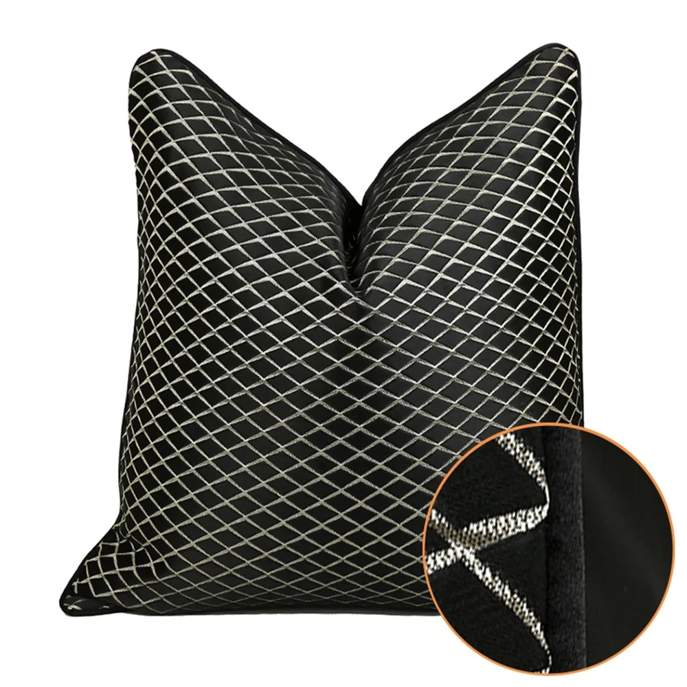 Decorative Washable Cushion Case Modern Black Luxury Pillow Covers 18x18 20x20 inches