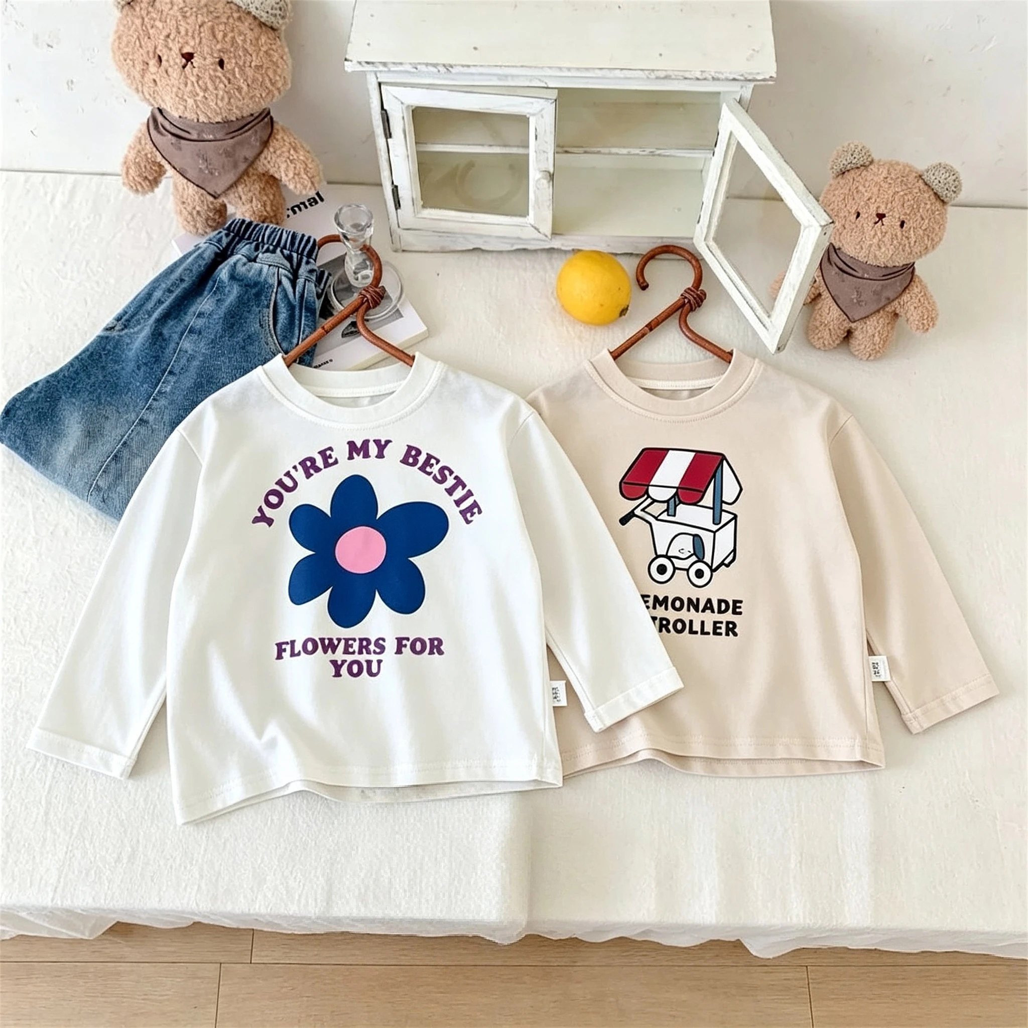 Casual Versatile Kids Bottoming Shirt Tops Autumn Clothing Children Printed Girls Long Sleeve T-shirt Loose Casual O-neck Blouse