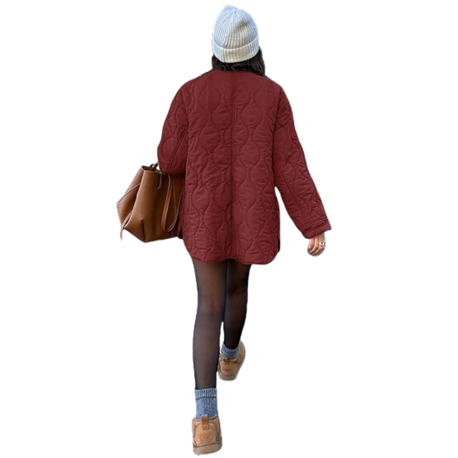 Loose Fit Round Neck Coat Streetwear with Single Row Multi Button Closure Urban Long Sleeve Regular Sleeve No Hood for Women