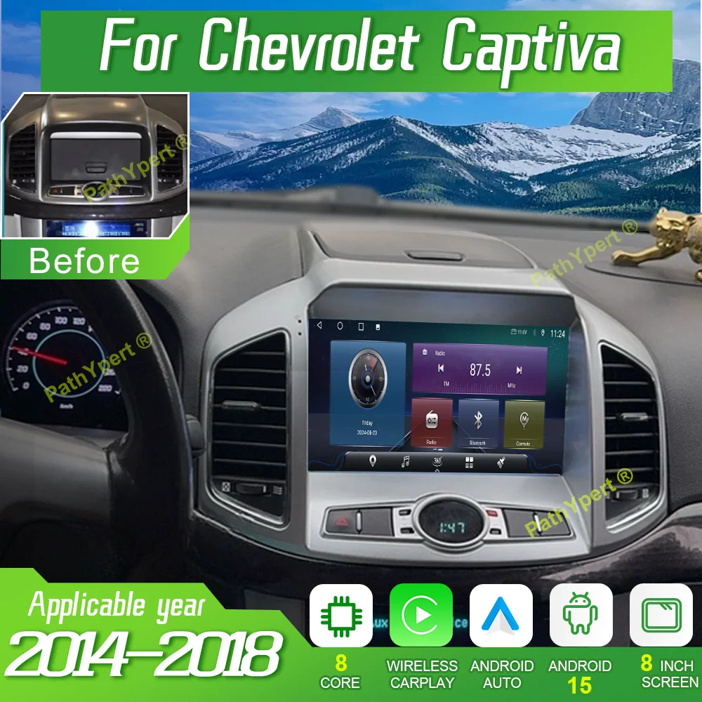 

New Android 15 Tesla Screen Car Radio For Chevrolet Captiva 2014-2018 Multimedia Video Player Stereo GPS Navigation BT Carplay