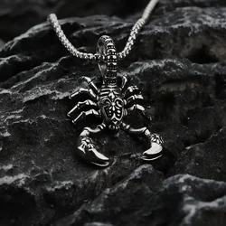 Gothic Retro Style Titanium Steel Poison Scorpion Men's Pendant Necklace 3D Animal Insect Headpiece