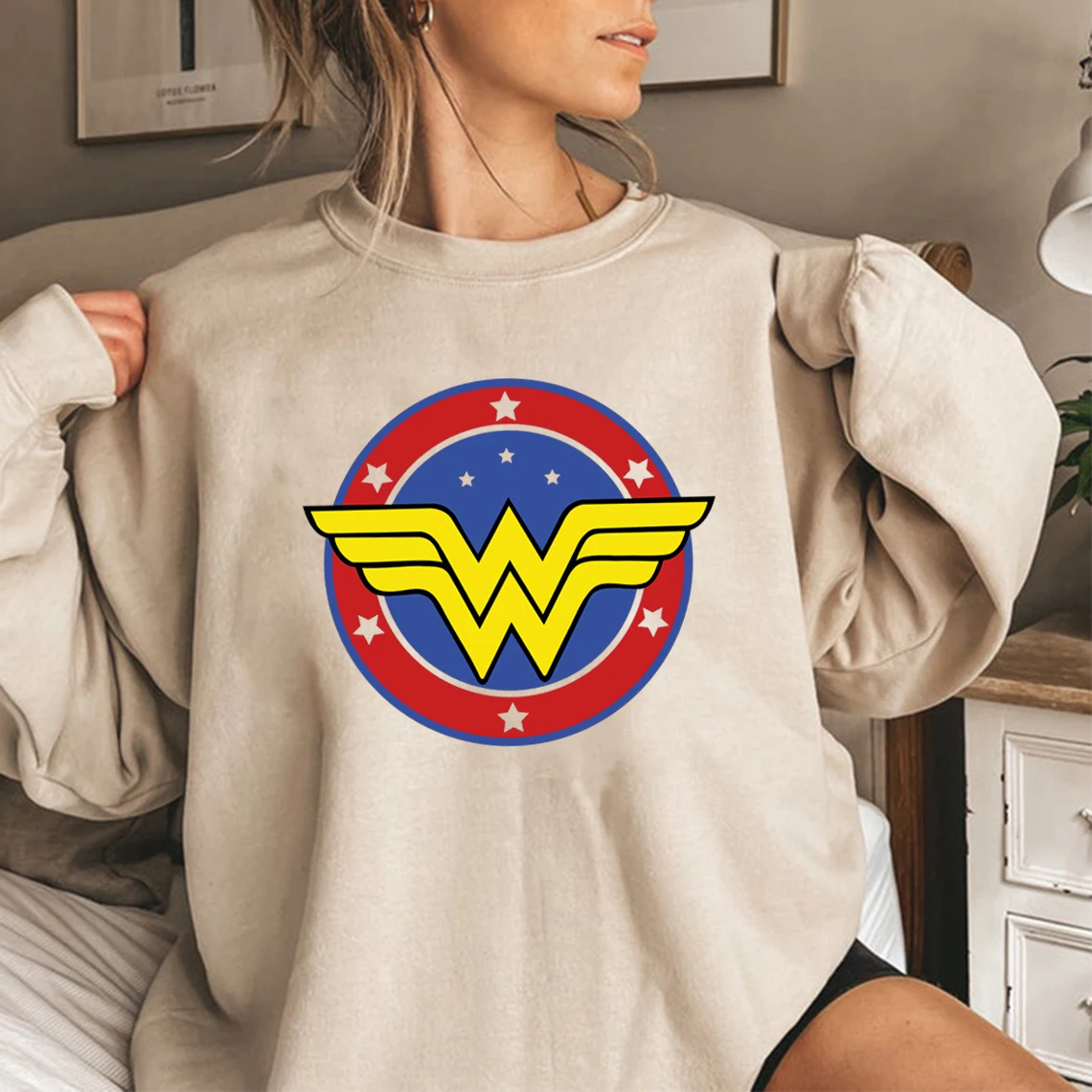 Sweat-shirt Wonder Female pour femme, sweats à capuche Power Smile Hero Mama, sweat à capuche Wonder Spinal Crewneck, pull PVD, cadeau de fête des mères