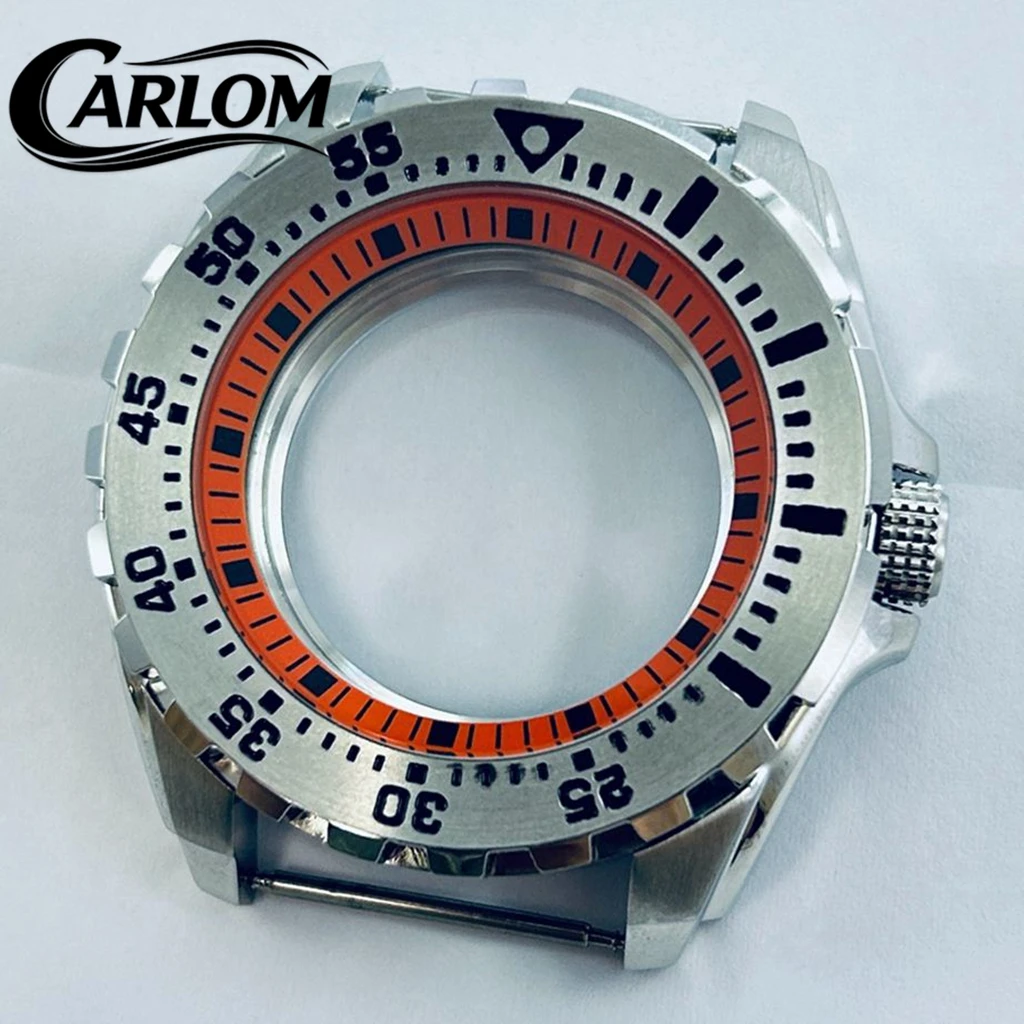 44mm NH Watch Case For NH34 NH35 NH36 NH38 NH39 NH70 NH72 Movement S Crown Black Green Orange Ring SKX Silver