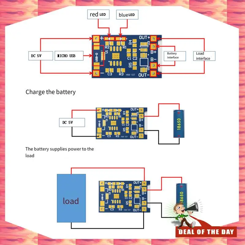24-Hour Delivery 50 PCS TP4056 Micro-USB 18650 Lithium Battery Charging Board 5V 1A Charger Module Blue PCB
