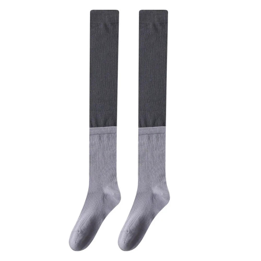 

Simple Patchwork JK Lolita Socks Ins Over-knee Retro Pile Socks Anti-slip Japanese Style Thigh High Stockings Streetwear