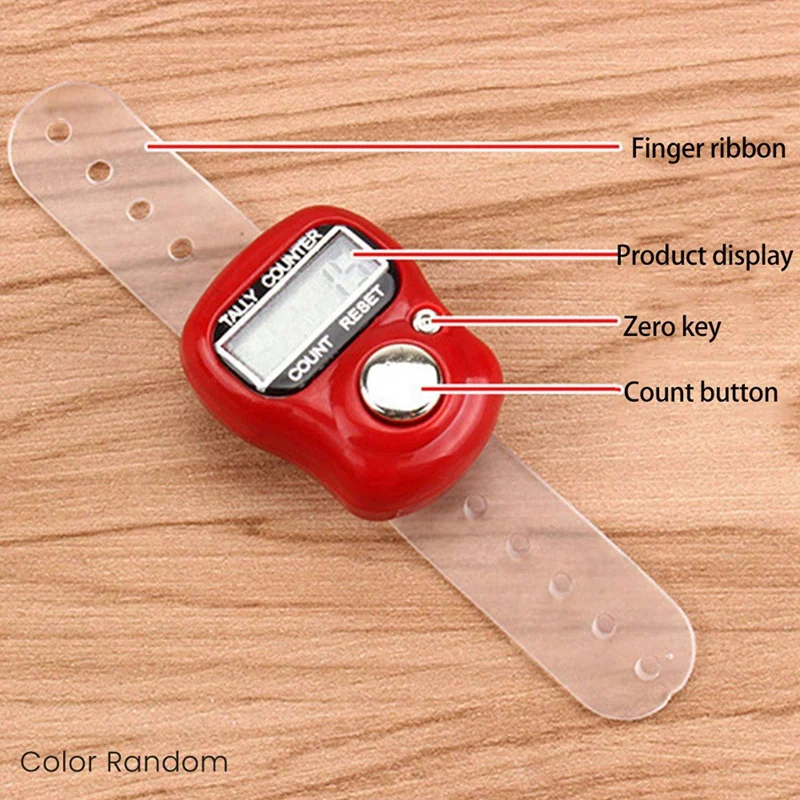 10X LCD anillo electrónico de mano para dedo fila de tejer contador de cuentas podómetro contador de mano Digital Color aleatorio