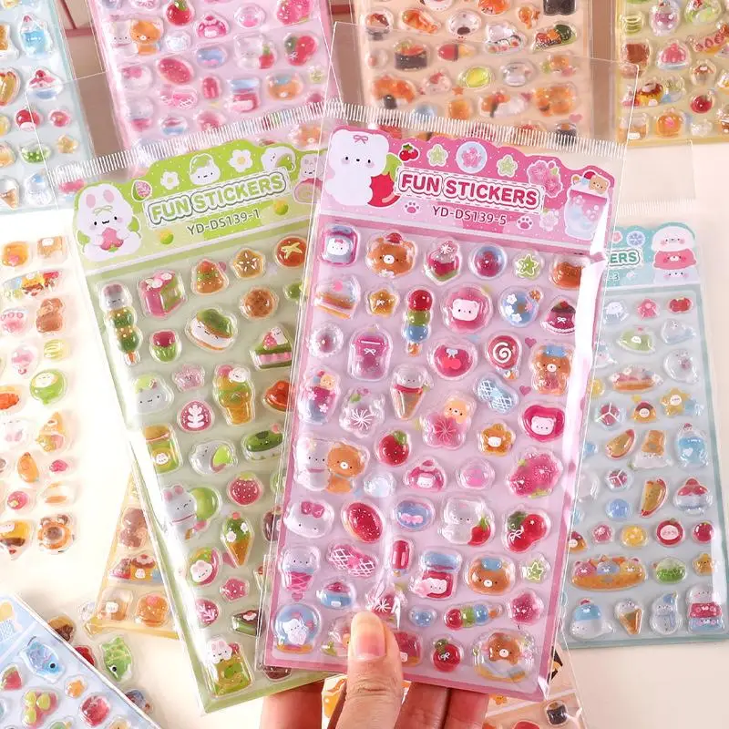 1/6 Stuks Cartoon Dieren 3D Relief Stickers Herbruikbare Patch Voor Scrapbooks Planner Tijdschriften Laptops Telefoon Case DIY Stickers