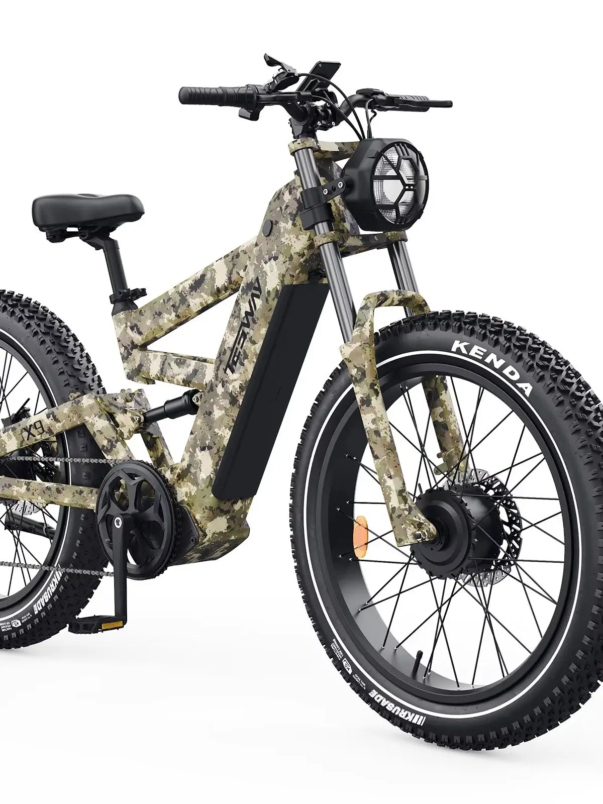 AliExpress NONE TESWAY X9 Ultra Camouflage Dual Drive Electric Bike, Peak 4000W Geared Brushless Motor, 60V 30AH Samsung Battery, 43MPH Max Speed,120Miles Long Range,26"×4.0" Kenda Fat Tire,4-Piston Hydraulic Brake