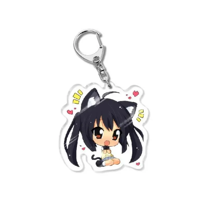 Mixed K-ON! Keychain Hirasawa Yu Akiyama Mio Tainaka Ritsu Double Sided Cartoon Printed Acrylic Pendant Key Chain For Friendship