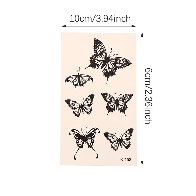 Waterproof Temporary Tattoo Stickers Butterfly Rose Kawaii Transfer Flash Tattoo Women Neck Hand Body Art Fake Tattoos Men