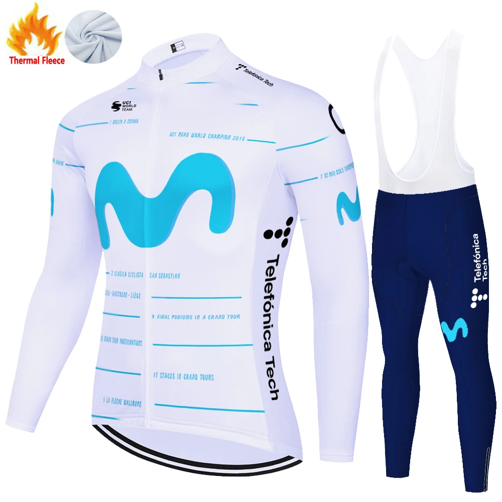 2024 movistar Winter Thermal Fleece bretele ciclismo masculino cycling jersey велоформа мужская maillot velo homme 자전거 의류 자전거바지