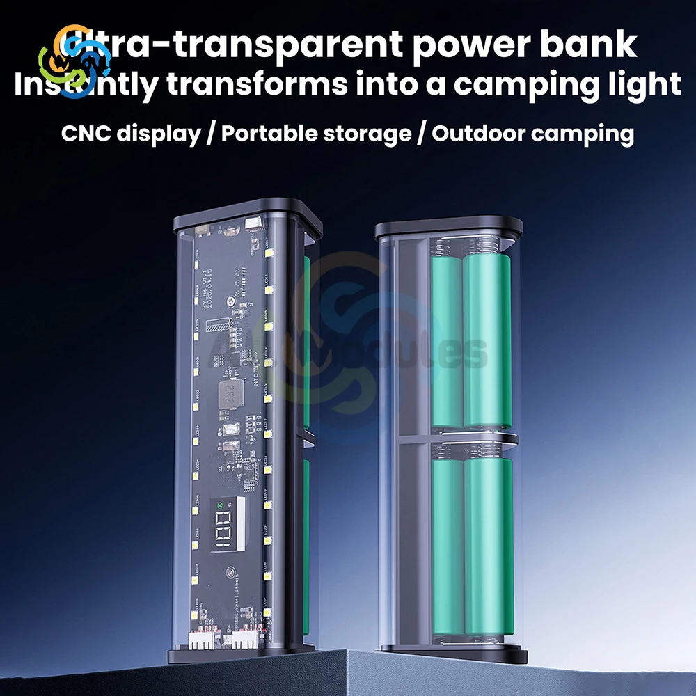 شفافة قذيفة 6-خلية 18650 علبة البطارية 22.5 واط شحن سريع قوة البنك حالة لا لحام عدة صندوق تخزين البطارية