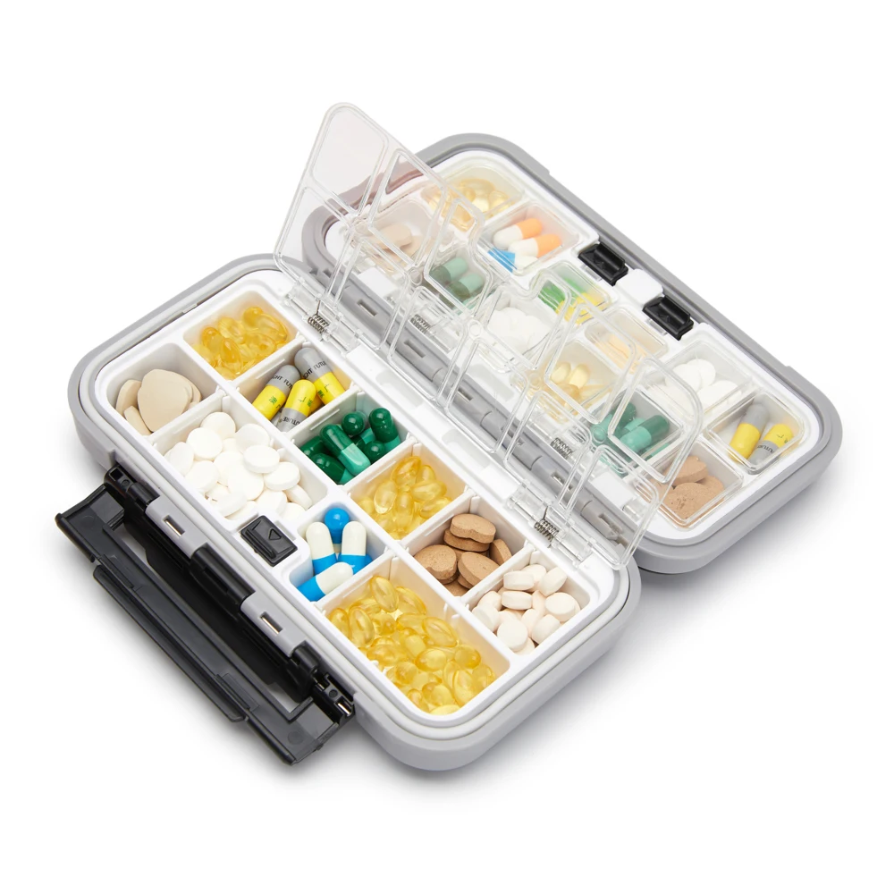 Weekly Portable Travel Pill Cases Box 7 Days Organizer 24 Grids Pills Container Storage Tablets Drug Vitamins Medicine Fish Oils