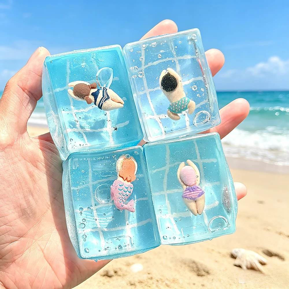 1pc Ocean Pool Party Soft Pinch Square and Round Shape Relieve Office Stress and Tension Decompression Slow Rebound Fidget Toy.