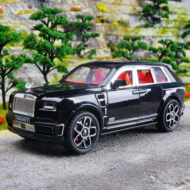 1:24 Rolls Royce Cullinan Mansory Alloy SUV Six Open Parts Four Wheel Shock Steering Light Sound Desktop Display Gift