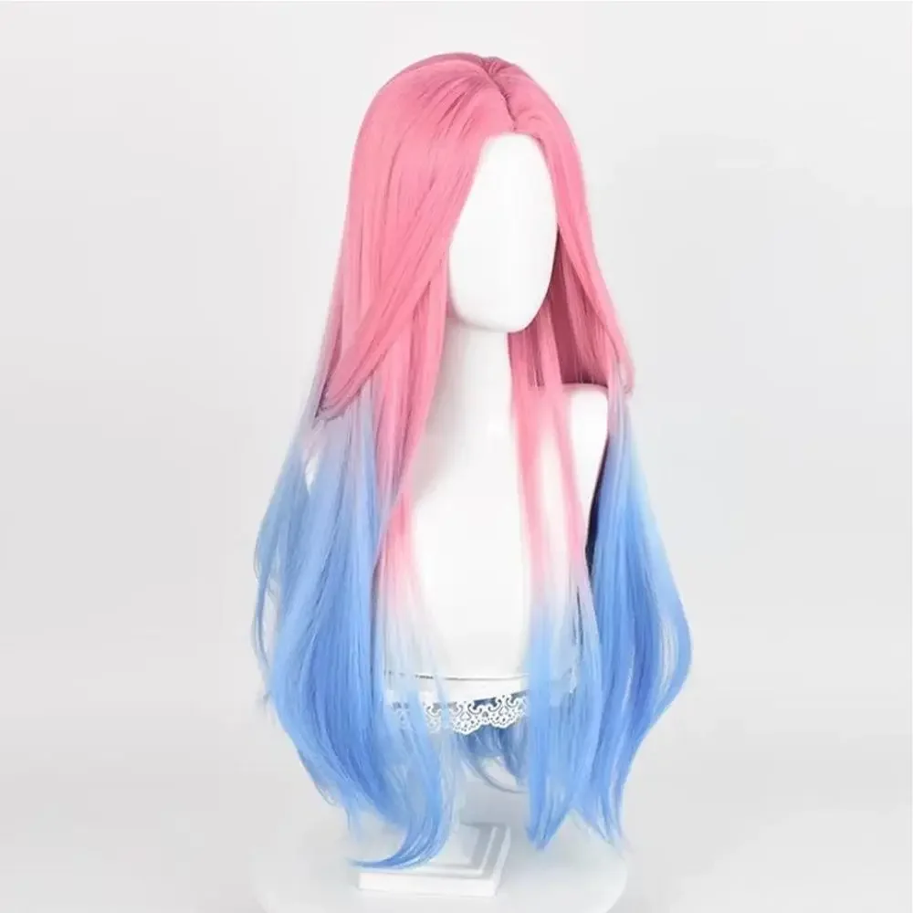 Mizi Cosplay Wig Long Curly Hair Pink Blue Dye Gradient Wig Cosplay Anime Alien Stage Mizi Wig Heat Resistant Synthetic