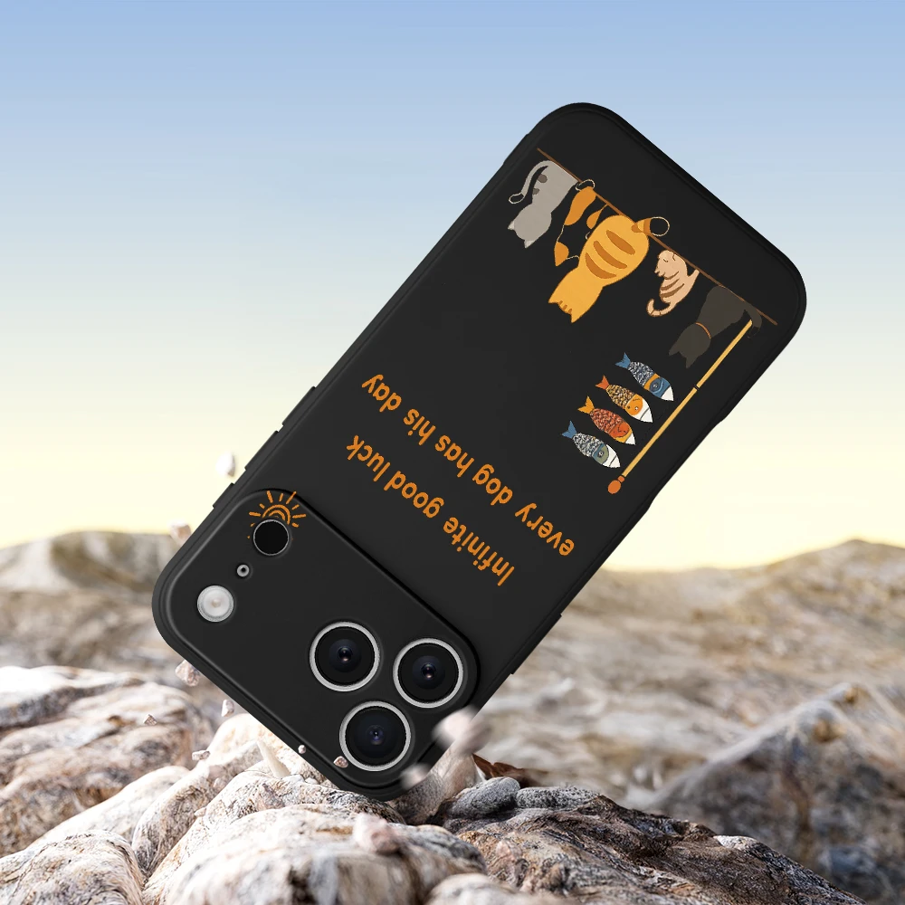 آيفون 17 برو ماكس 17 الهواء 16 15 14 13 12 11 برو ماكس XS ماكس 7 8 زائد 16e 16 زائد غطاء من البولي يوريثان كوكه لطيف القط الأسماك متعة جراب هاتف