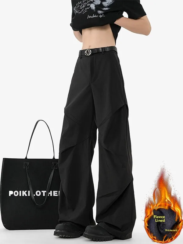 

Bla Fce-Lined Свободные мужские осенне-зимние прямые брюки CleanFit Брюки Драпированные элитные повседневные молодежные брюки