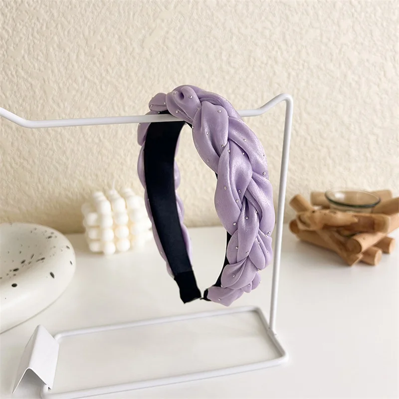 Coréia ins roxo bandana das mulheres moda cor sólida ampla bandana meninas bonito doce hairbands hoop cabelo feminino acessórios para o cabelo