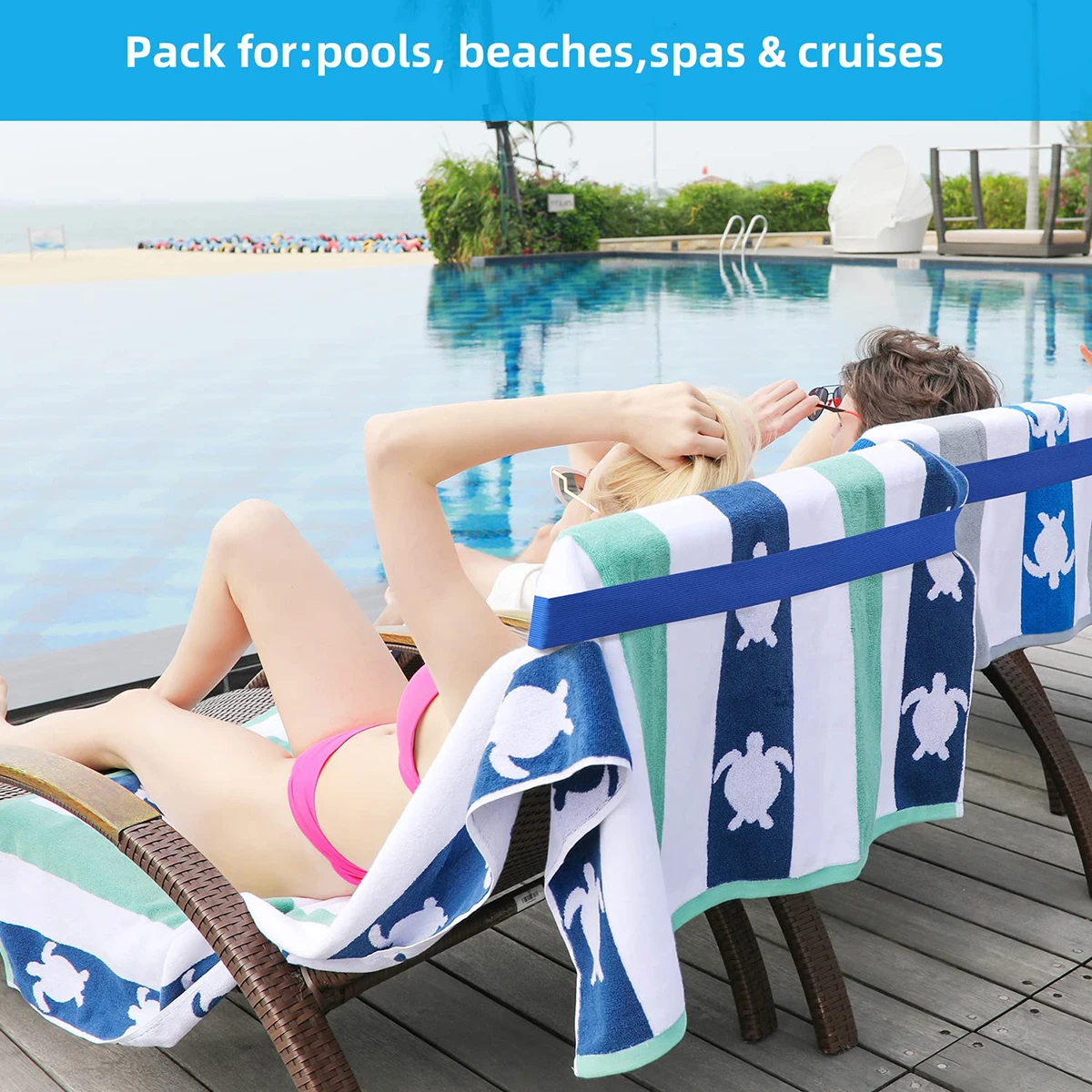 

Towel Bands Beach Pool Cruise Chairs Cruise Essentials Beach Accessories The Better Towel Holder Beach Towel Clips