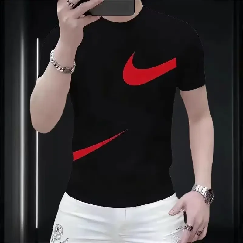 2025 العلامة التجارية الجديدة العصرية الثقيلة القطن المطبوعة قصيرة الأكمام تي شيرت للرجال الصيف زوجين الأمريكية الجديدة فضفاضة #2