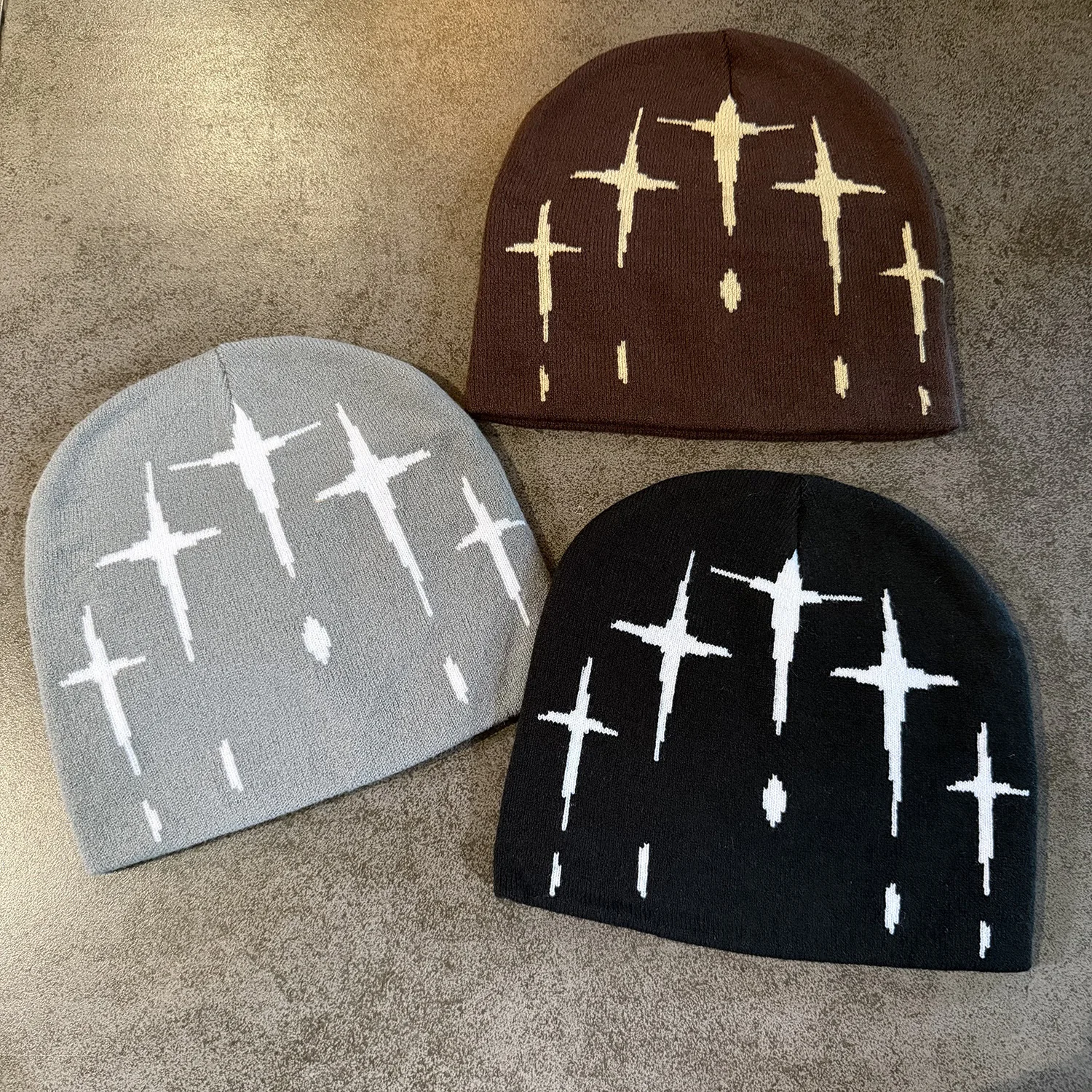 Cross Knitted Hat Autumn/Winter Women's Knitted Hat Fashion Street Retro Hoodie Cold Hat Men
