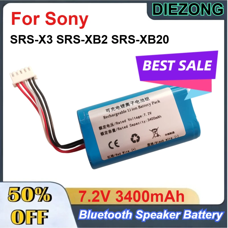 

ST-01 7.2V 3400mAh Rechargeable Li-ion Battery Pack for Sony SRS-X3 SRS-XB2 SRS-XB20 Bluetooth Speaker Battery
