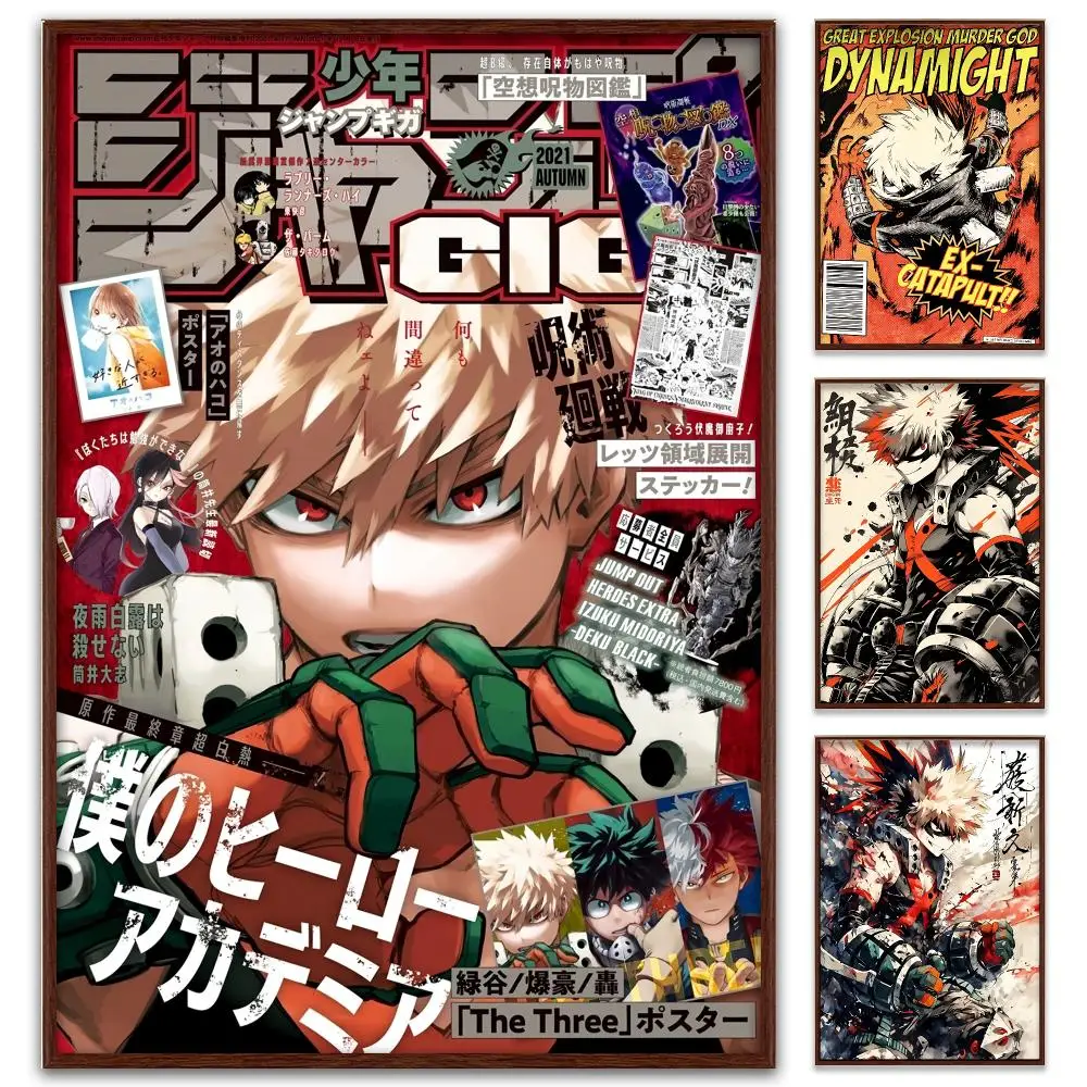 Anime M-My Hero Academia Bakugo Katsuki Poster Reteo Wall Art Aesthetic Room Decor Print Living Room Bedroom Home Decoration