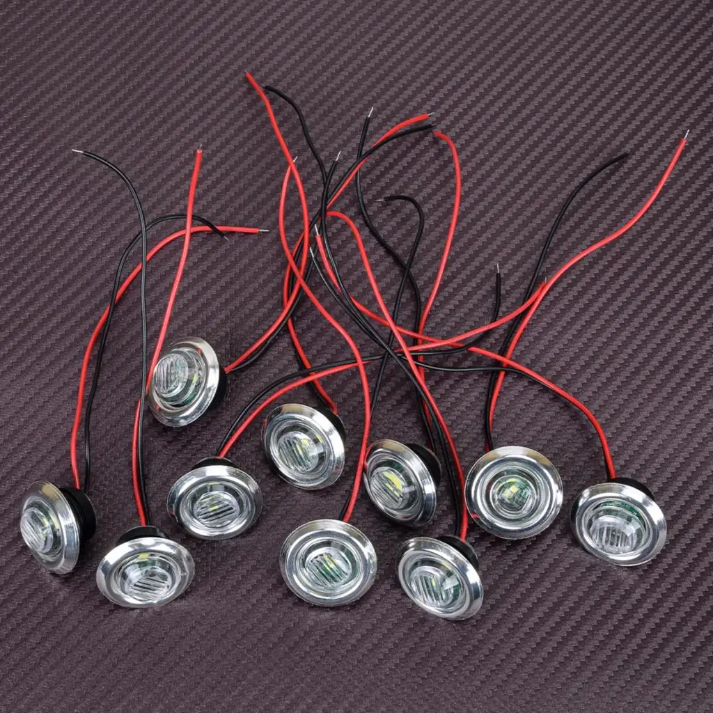 

10Pcs Round 3/4" 12V LED Front Rear Deck Stair Courtesy Bullet Light Universal For Pontoon Barge Dinghy Kayak Marine Boat Truck