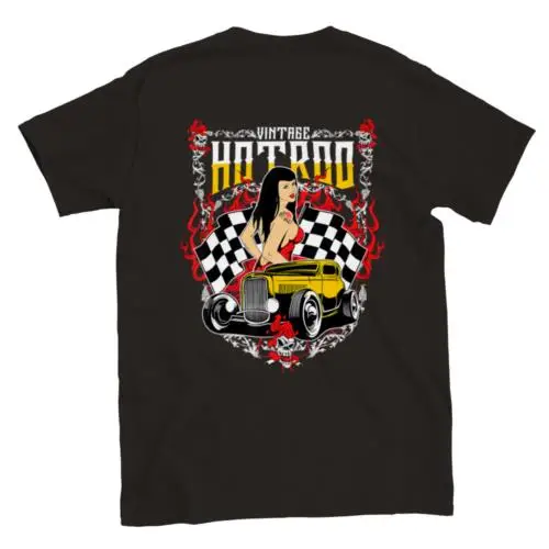 

Vintage Hot Rod - Back Print - Classic Unisex Crewneck T-shirt