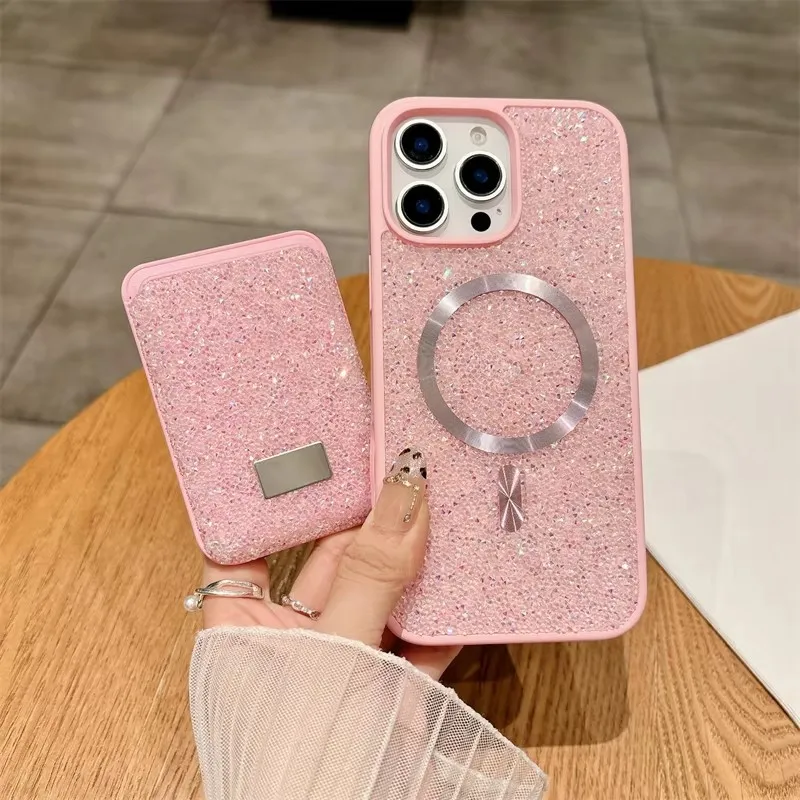 

Luxury Rhinestone Phone Case For Apple Iphone 16 15 14 13 Pro Max 16 Plus Glitter Crystalline Magsafe Card Case Shockproof Cover