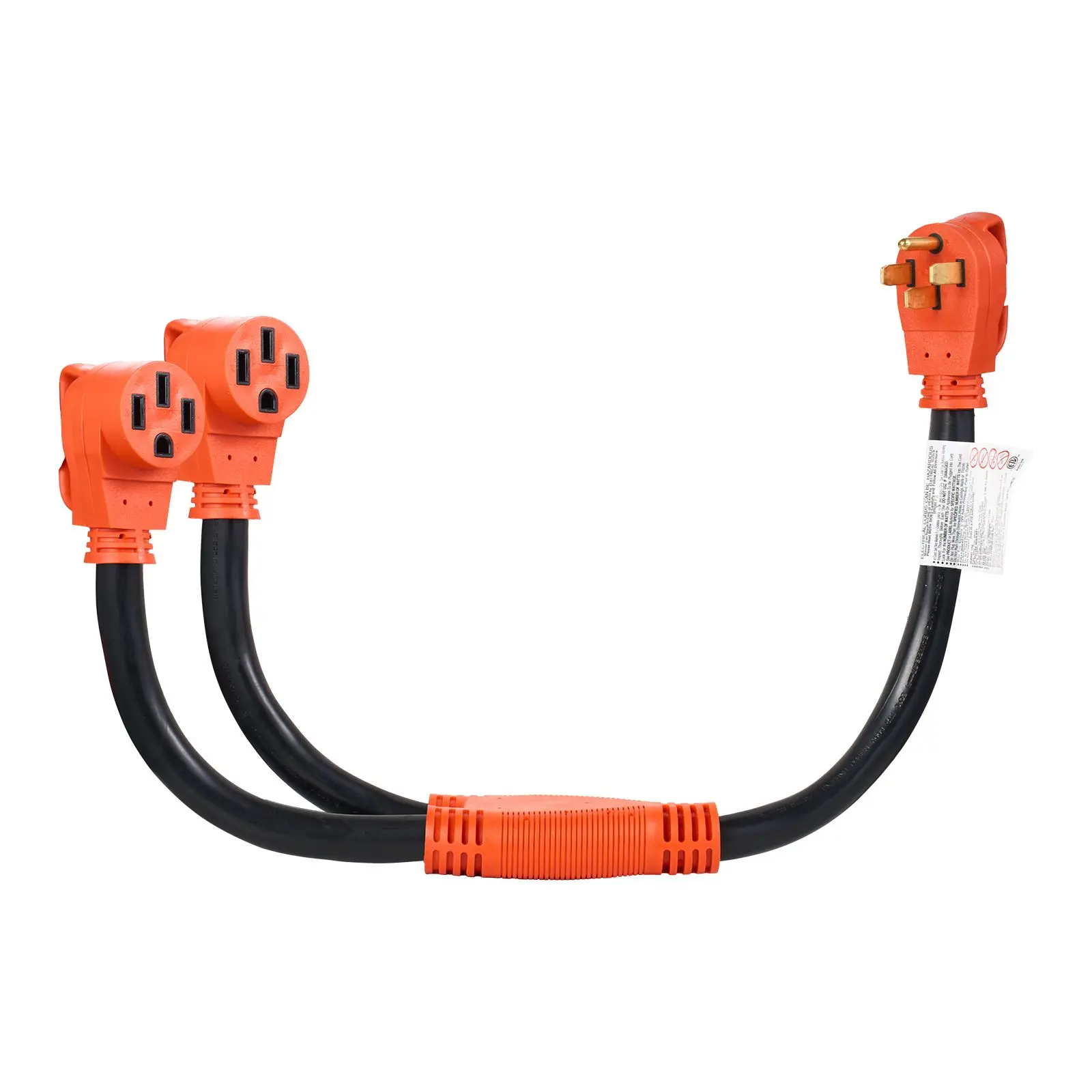 Y Splitter Adapter Cord, 50 Amp NEMA 14-50, 4 Prong 240V for RV and EV, 14-50P to Dual 14-50R Outlets with Grip Handle, Heavy