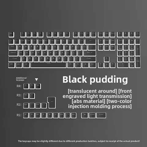 New Black 130-Key Pudding Keycaps Full Set Milk Dual-Shot ABS Luminous In Stock Factory Custom Keycaps for Mechanical Keyboard