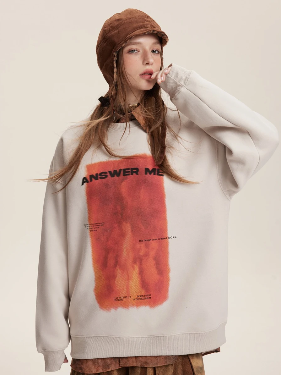 

Loose Fit round Ne Hoodie Sweatirt ex Printed Casual Spring New Sle Comfortable Breathable Anti-Wrinkle Warmth Rete...