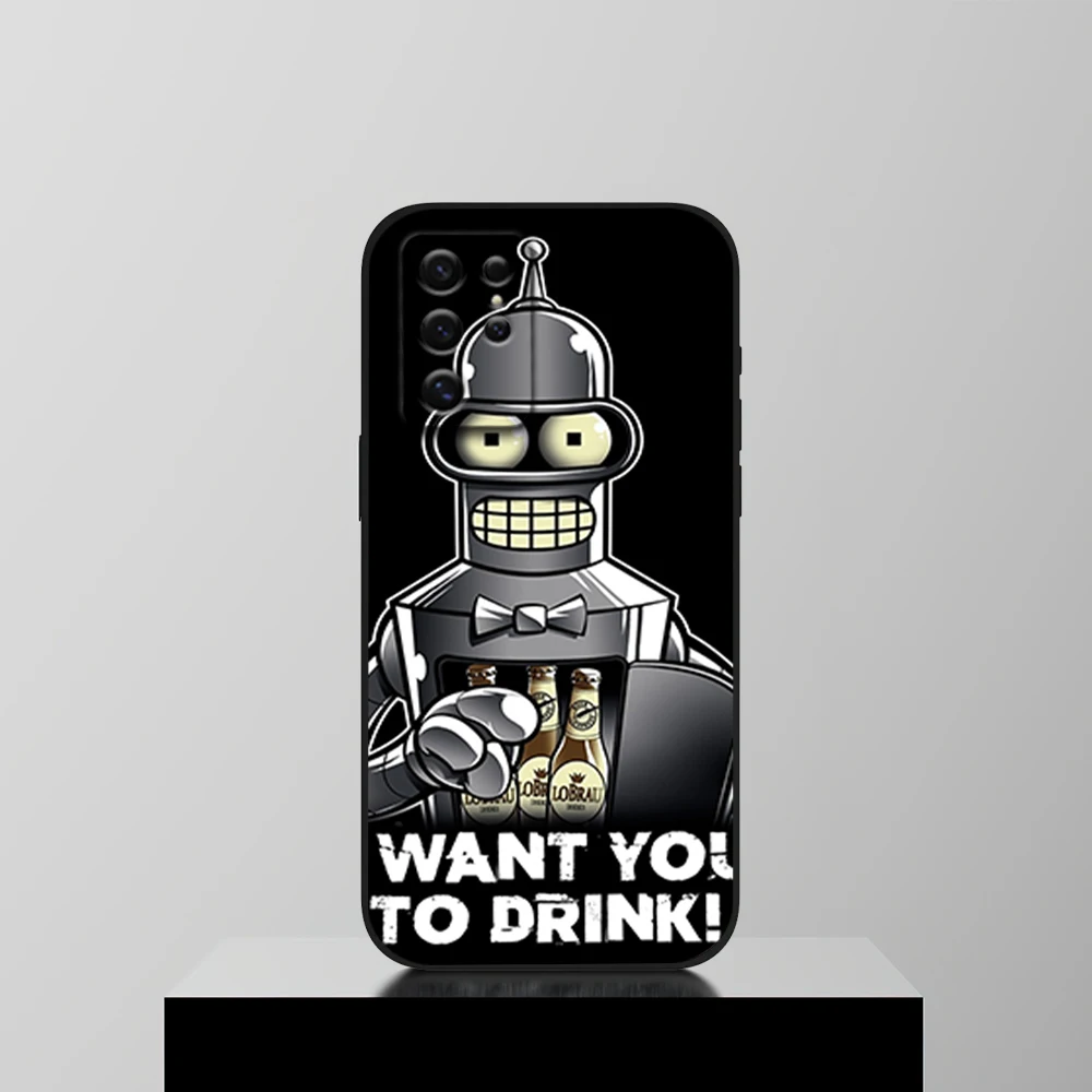 Cartoon F-Futurama Phone Case For Samsung S22 S23 A73 A72 A71 A54 A53 E ULTRA Black Soft Shell