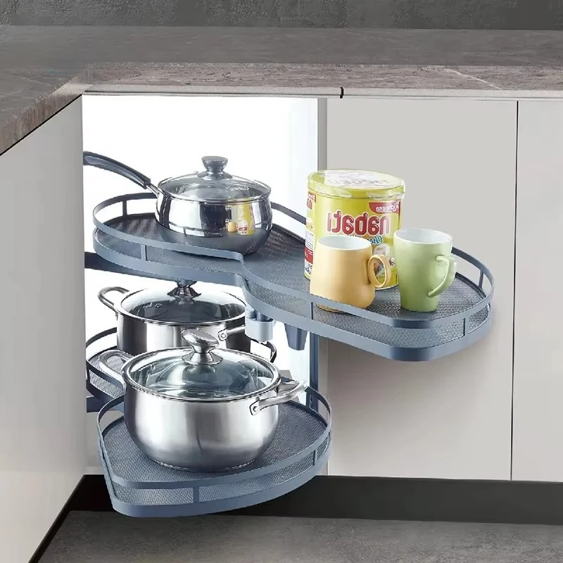 Swing Type Magic Corner Basket, Cabinet Corner Storage Rack for Kitchen