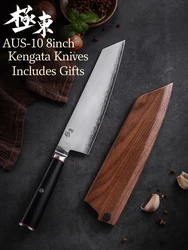 Japan AUS-10 composite steel Forging knife Cleaver Chef knives Gyuto  Black walnut scabbard giveaway