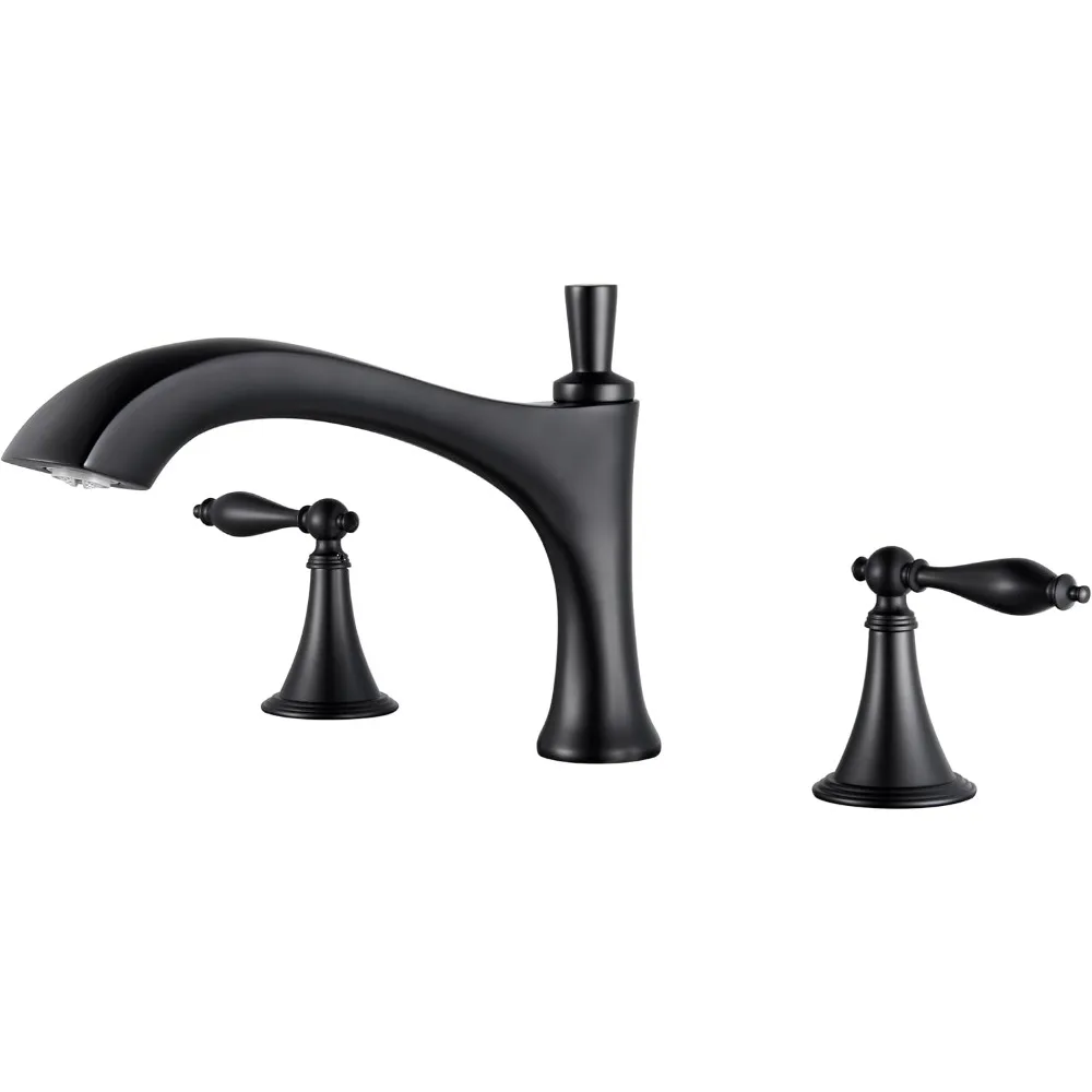 

Vintage-Style Brass Bathtub Faucet with Two Handles, Medium Arc Roman Tub Filler, Deck Mounted, 11-inch Spout Length