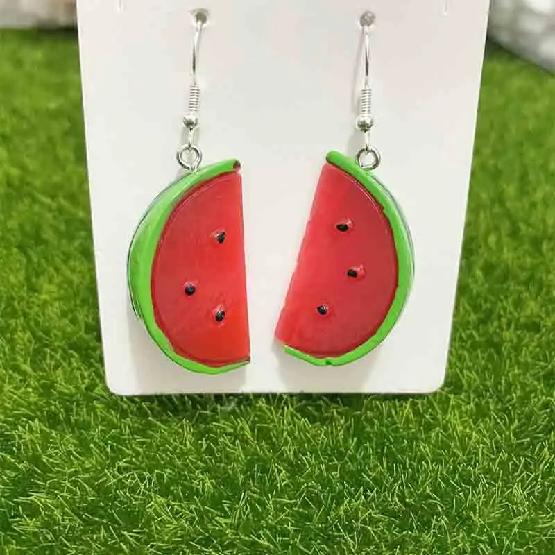 Earring For Women Resin Handmade Colorful Multicolor Simulation Watermelons Drop Earrings Funny Gift
