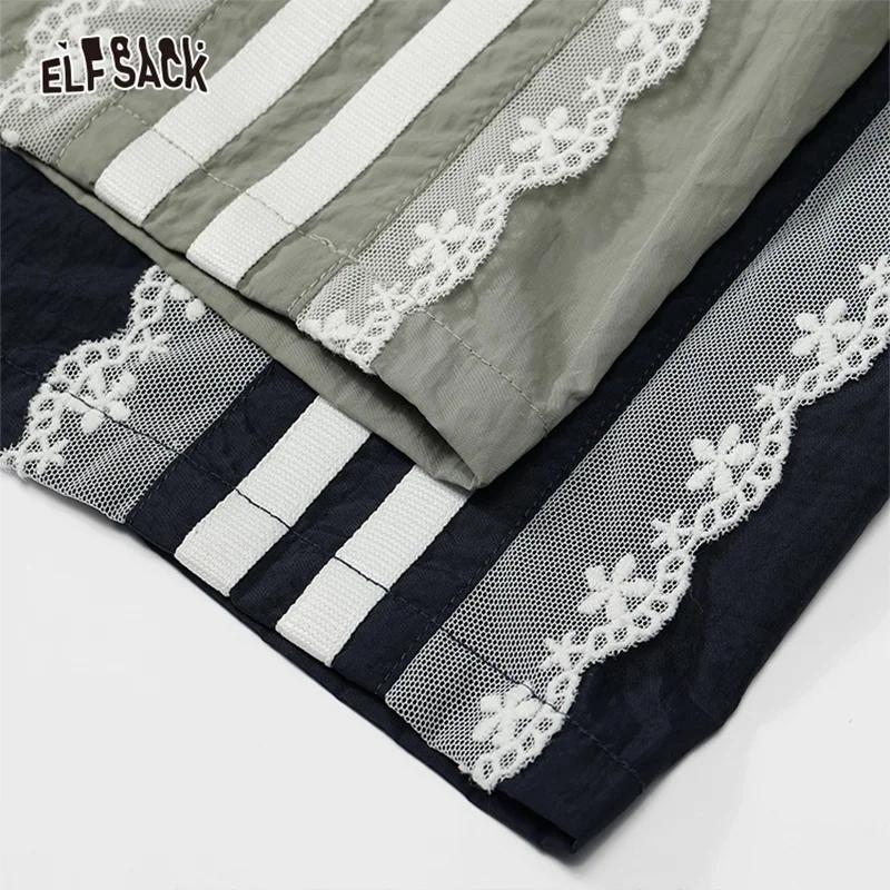 ELFSACK-falda de encaje cian para mujer, ropa de trabajo transpirable, informal, deportiva, 2024