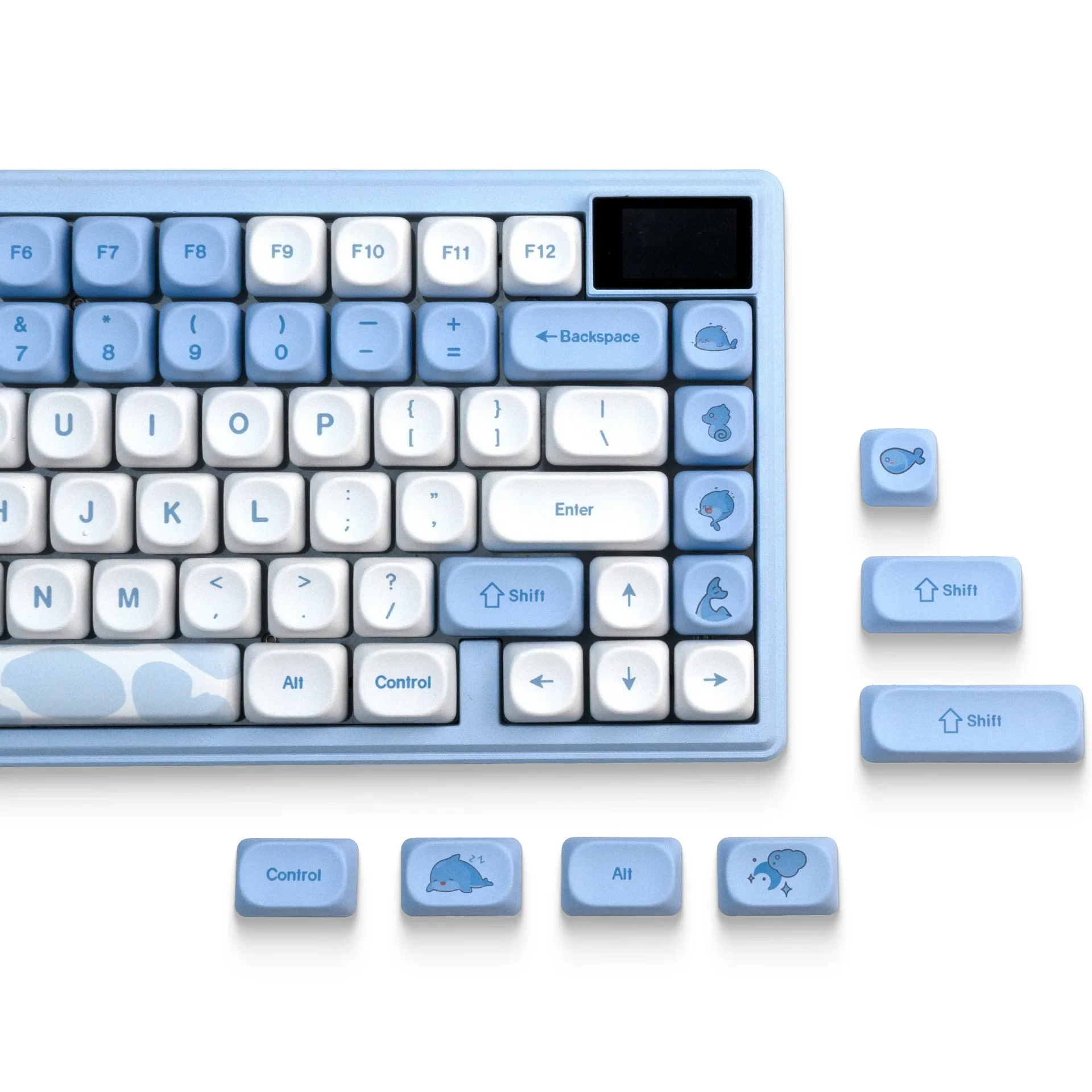 MOA High PBT Sublimation Personality White and Blue Color Matching Personality Keycap 145 Keys AliExpress