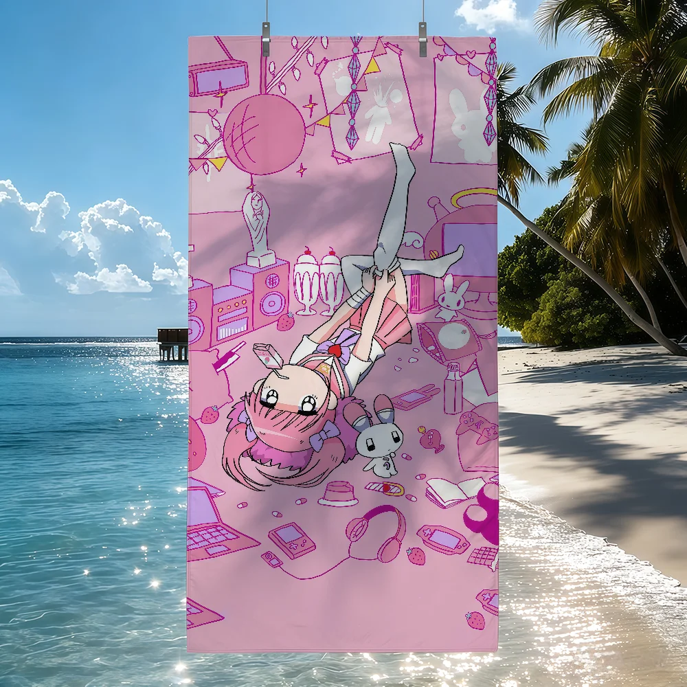 Anime M-Menhera Chan Cartoon Towel Soft Pool Gift For Travel Gym Shower Camping Quick Dry Sports Beach Towels