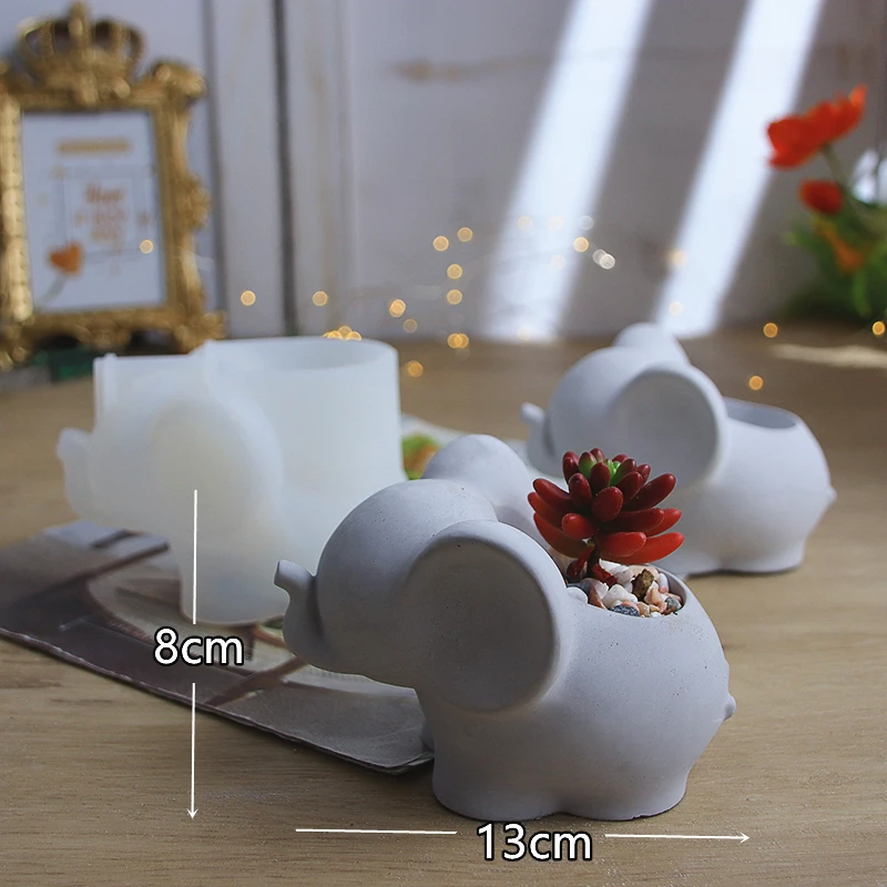 Cute Elephant Owl Conch Geometric Modeling Concrete Cement Flower Pot Silicone Mold Aromatherapy Plaster Mold Candle Holder Mold