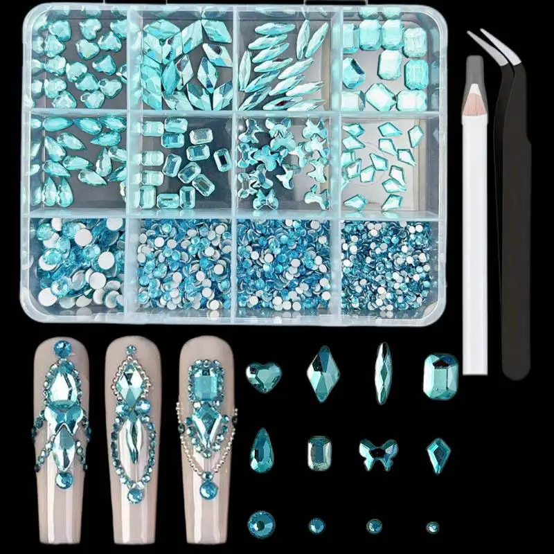 1Box unregelmäßige bunte Mini Nagel Strass Mutiple Stile geometrische Flatback Nail Art Kristall für handgemachte DIY Maniküre