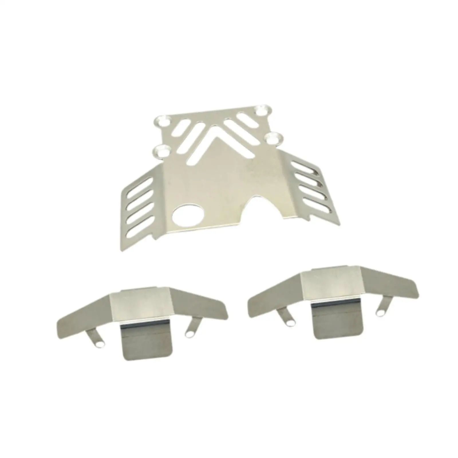 Durable RC Chassis Plate Guard for 1/12 Silver Car Undercarriage Protector Kit Three Piece Set Stainless Steel Off Road Upgrade