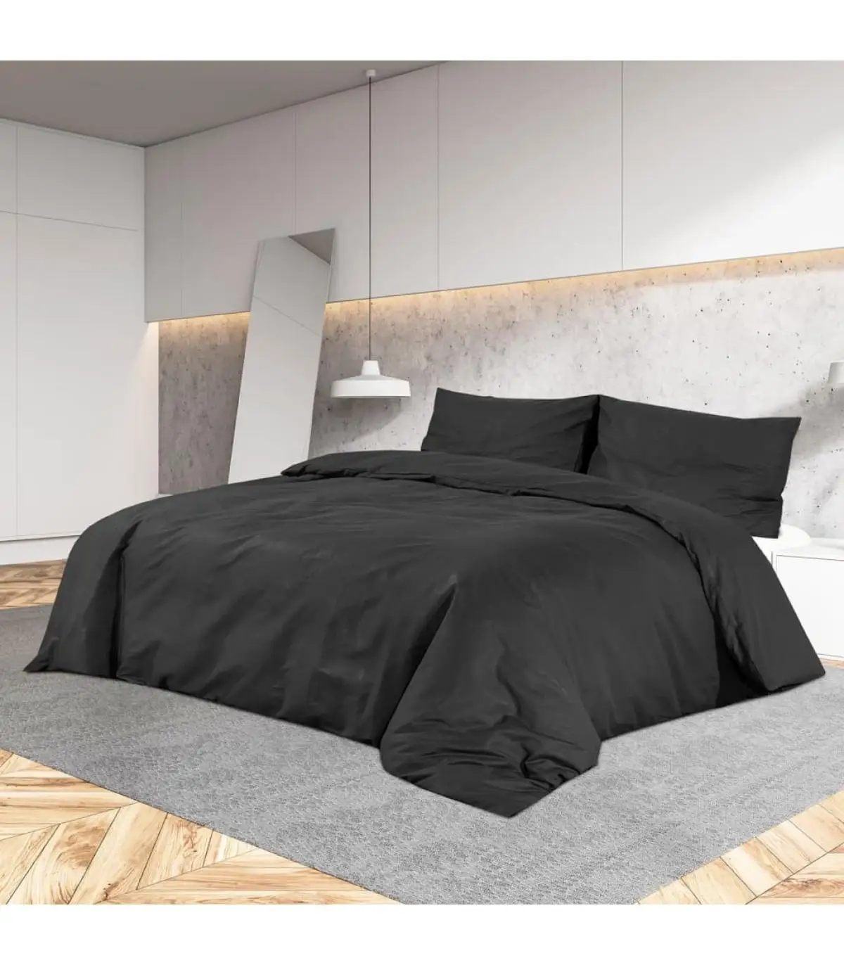 Duvet Cover Set Black Cotton 200x220 cm Duvet Cases