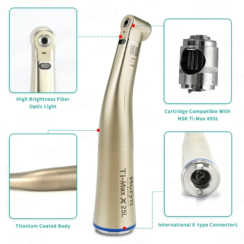 Den tal 1:1 Handpiece ความเร็วช้า Contra Angle แหวนสีฟ้า Handpiece สแตนเลส