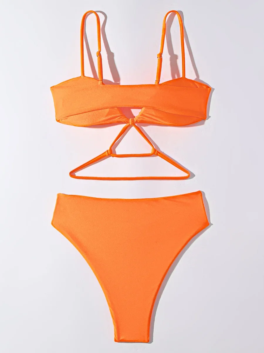 

Бикини с V-образным вырезом и морщинистыми пятнами, женский купальник, бикини с высокой талией, женский купальник, комплект бикини из двух частей, купальный костюм, купальный костюм