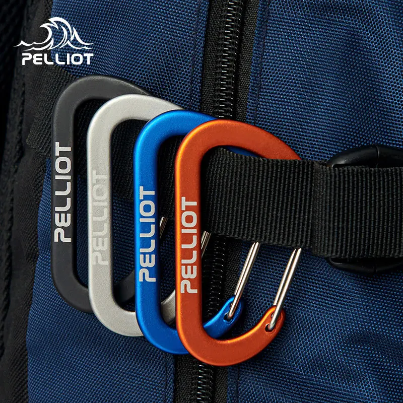 Mountaineering buckle D-type, 2 outdoor hooks, keychain, aluminum alloy backpack with external safety lock buckle