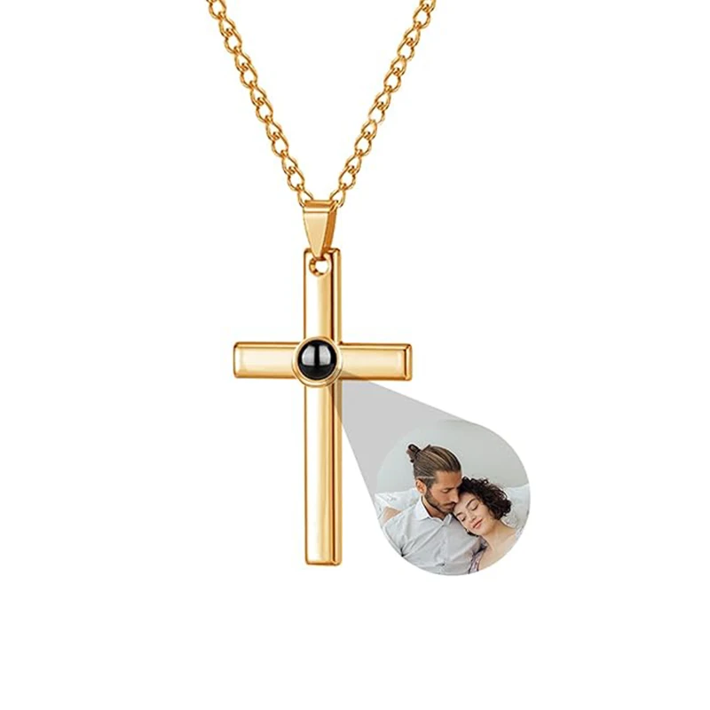 Projektions-Halskette mit Personalisiertem Foto & Text, Individuelles Foto-Kreuz-Anhänger, Erinnerungsschmuck für Frauen – Detail 13